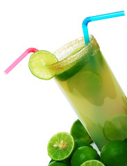 Fresh Lemonade out of Limes in a Glass