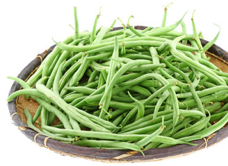 vannerie haricots verts fond blanc