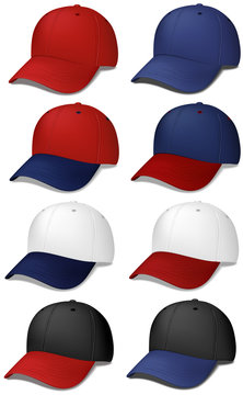 Baseball caps - realistic vector illustrations