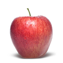 red apple with water drops isolated on white