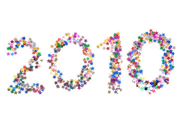 2010 digits from color stars isolated on white