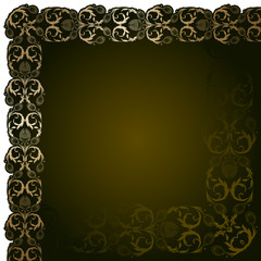 Brown background with gold flowers and leaves