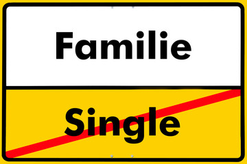 Ortsschild Familie, single,