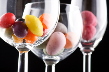 motley sweets in the glass.
