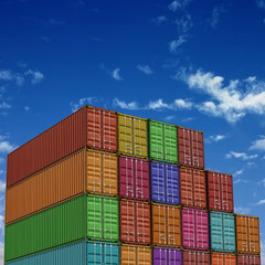 Stack of freight containers at the docks