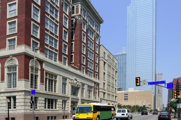 Naklejka na ściany i meble Dallas downtown city urban bulidings view