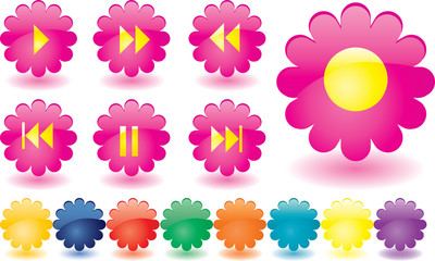 Music buttons as pink flowers