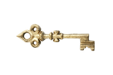 Golden key isolated with path