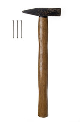Hammer mit 3 Nägeln