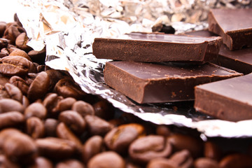 Chocolate and coffee beans
