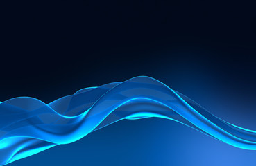 Background with Blue 3D lines in waves