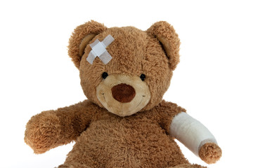 Bear with bandage after an accident