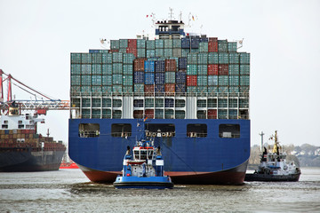 Cargo containers at the port of Hamburg