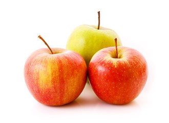 Three ripe apples isolated on white