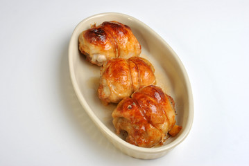 roasted delicious chicken olive in a white bowl