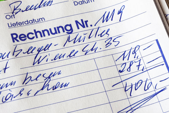 Handwritten invoice as evidence of accounting