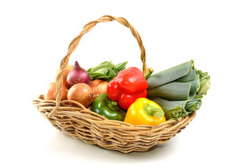 some organic fresh vegetable in a basket