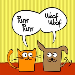 Cute cat and dog