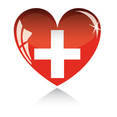 Obraz premium Vector heart with Switzerland flag texture isolated on a white.