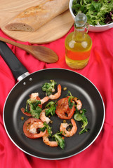 mediterranean pan with prawn and caper
