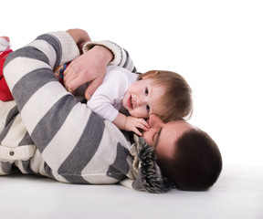 A happy father with his baby girl.