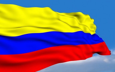 Fototapeta premium Colombian Flag waving on wind.