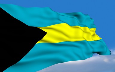 Bahamian Flag waving on wind.