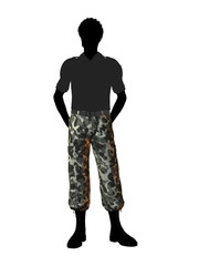 African American Soldier Illustration Silhouette
