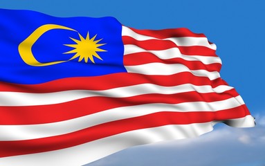 Malaysian Flag waving on wind.