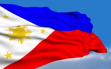 Philippines Flag waving on wind.