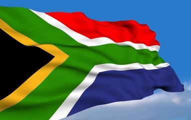 South African Flag waving on wind
