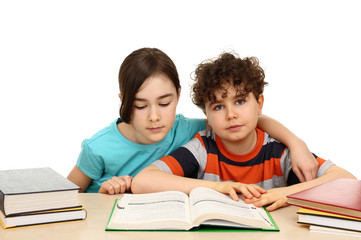 Fototapeta na wymiar Kids learning isolated on white background
