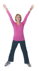 Senior woman performing stretch exercise