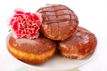 donuts with icing isolated on white