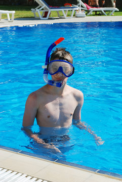 portrait of boy with snorkel