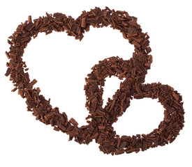 chocolate hearts isolated on white