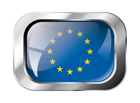 europe union shiny button flag vector illustration. Isolated abs