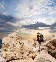 Hiking in mountains