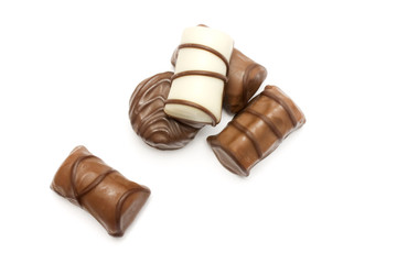 many variations of delicious chocolat bonbons isolated