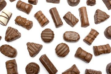 many variations of delicious chocolat bonbons isolated