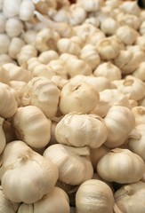Delicious and fresh garlic in market