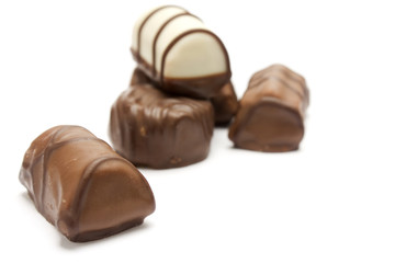 many variations of delicious chocolat bonbons isolated