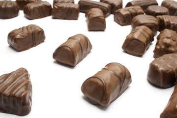 many variations of delicious chocolat bonbons isolated