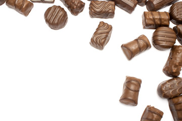 many variations of delicious chocolat bonbons isolated