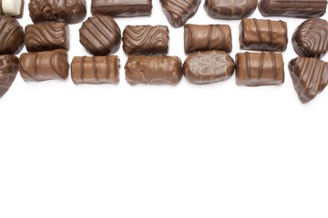 many variations of delicious chocolat bonbons isolated