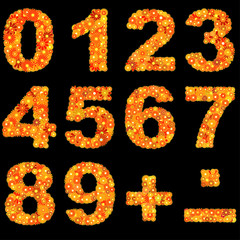 Digits made of red and yellow flowers