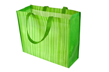 Empty green reusable shopping bag