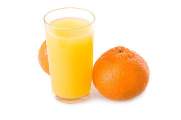 Full glass of orange juice isolated