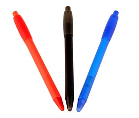 Three pens isolated on pure white