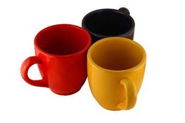Three mugs isolated on pure white
